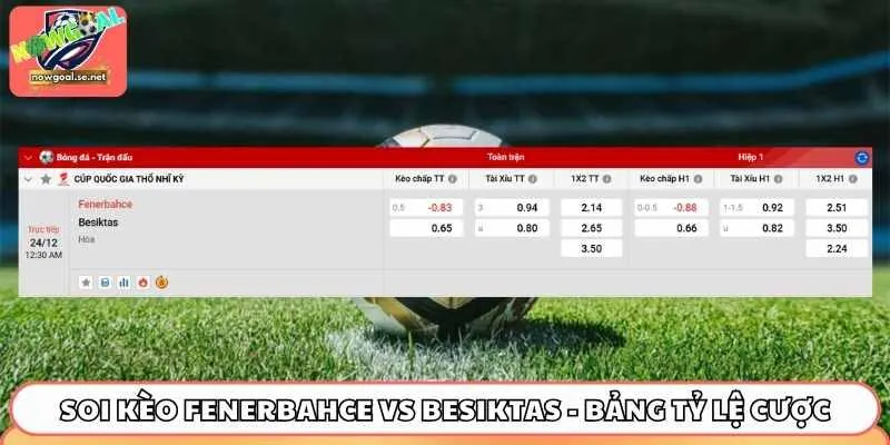 Bảng tỷ lệ cược giữa Fenerbahce vs Besiktas 00h30 24/12/2025