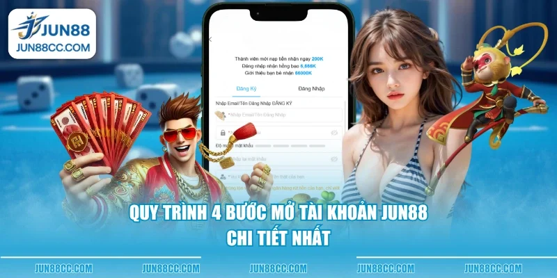 Quy trình 4 bước mở tài khoản Jun88 chi tiết nhất