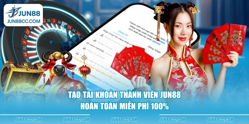 Tạo tài khoản thành viên Jun88 hoàn toàn miễn phí 100% 
